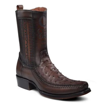 CU803 MN FLAME CHOCOLATE OSTRICH LASER & WOVEN