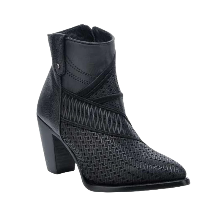CU948 OXFORD LASER & EMBROIDERY & ZIPPER ANKLE BOOT