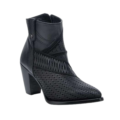 CU948 OXFORD LASER & EMBROIDERY & ZIPPER ANKLE BOOT