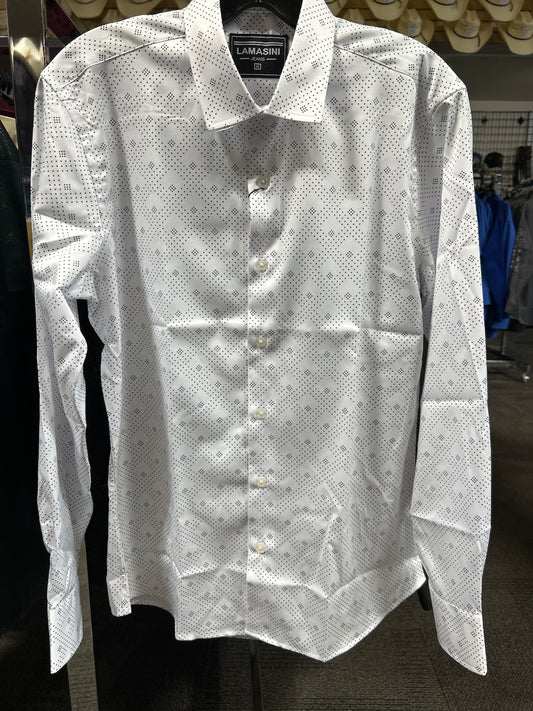 3933 LAM4486 Casual Long Sleeve Shirt White