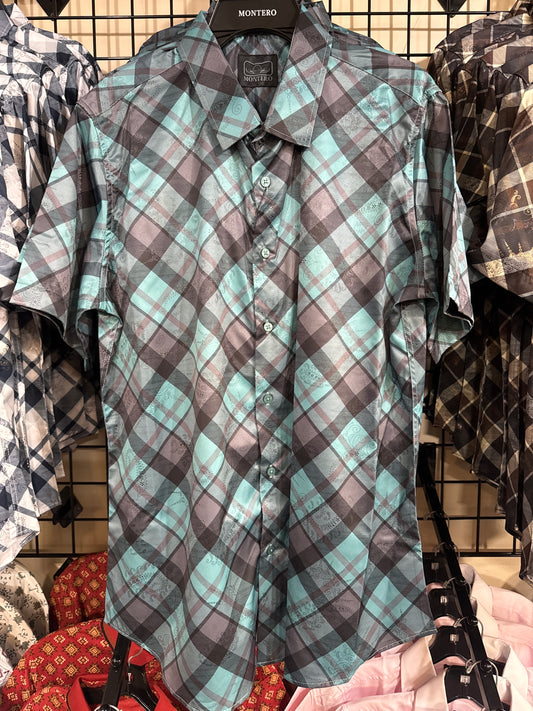 MT4054 Short Sleeve Snap Shirt Teal