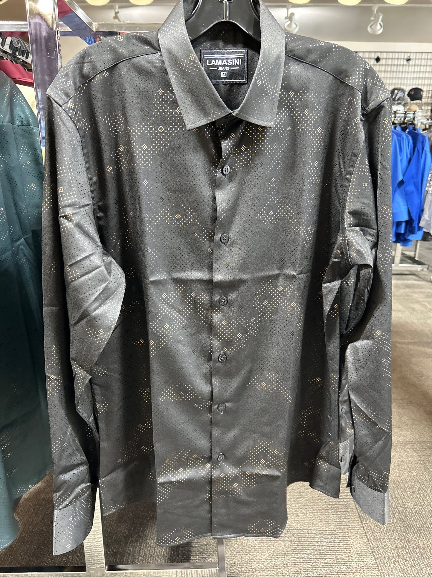 3935 LAM4486 Casual Long Sleeve Shirt Black