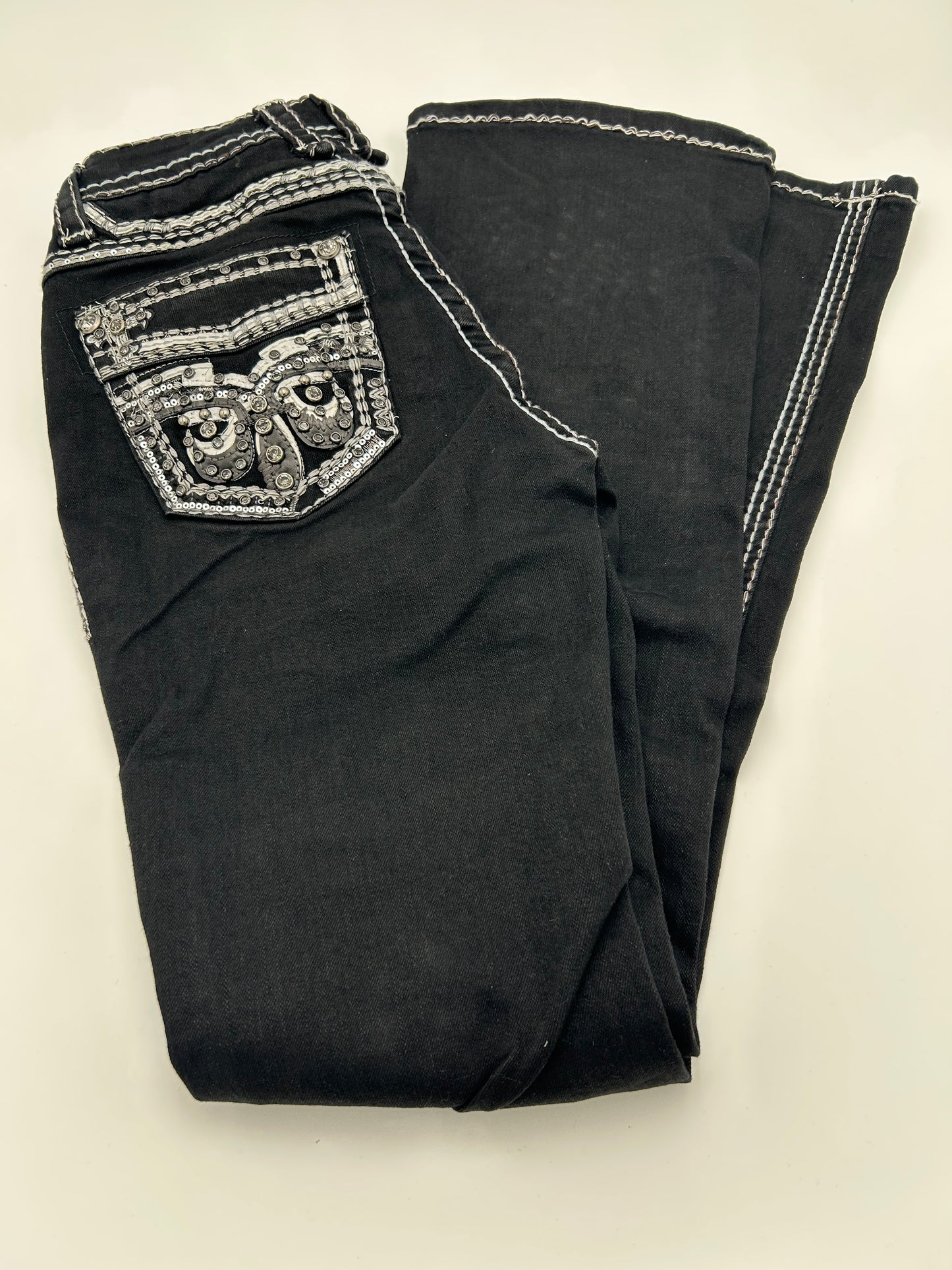 A1144 Black Cross Bootcut Jean  — Rock In LA