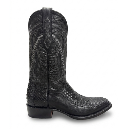 JC0008 Black Python Leather Western Boots Hometown