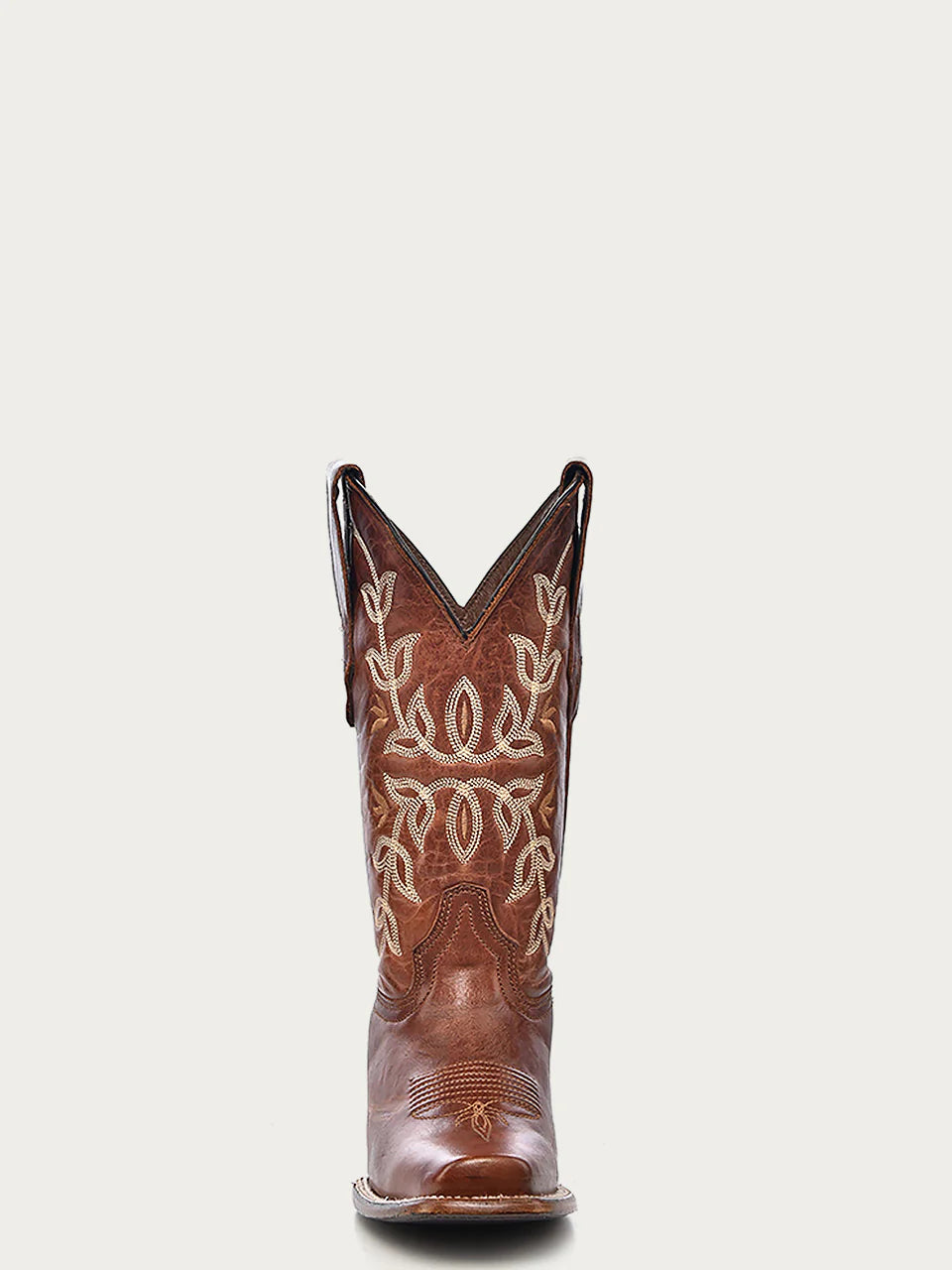 L2000 WOMEN'S EMBROIDERY COGNAC SQUARE TOE COWBOY BOOT