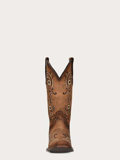 L2063 Sand Floral Embroidery SQ. Toe
