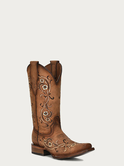 L2063 Sand Floral Embroidery SQ. Toe