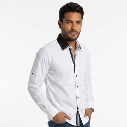 LJ338 Mens Long Sleeve Shirt White
