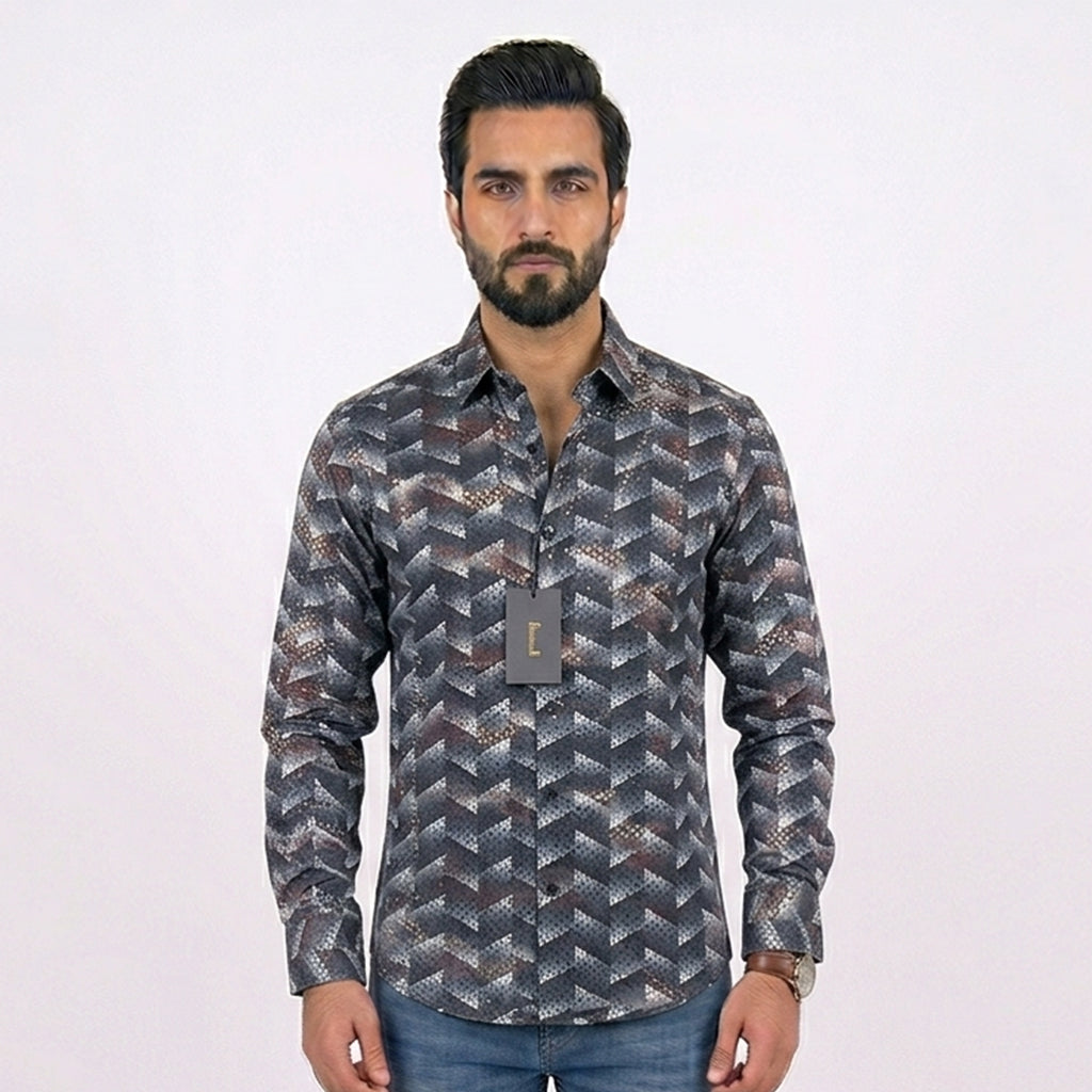 LS5070 Men's Long Sleeve Print Shirt Ace of Diamond