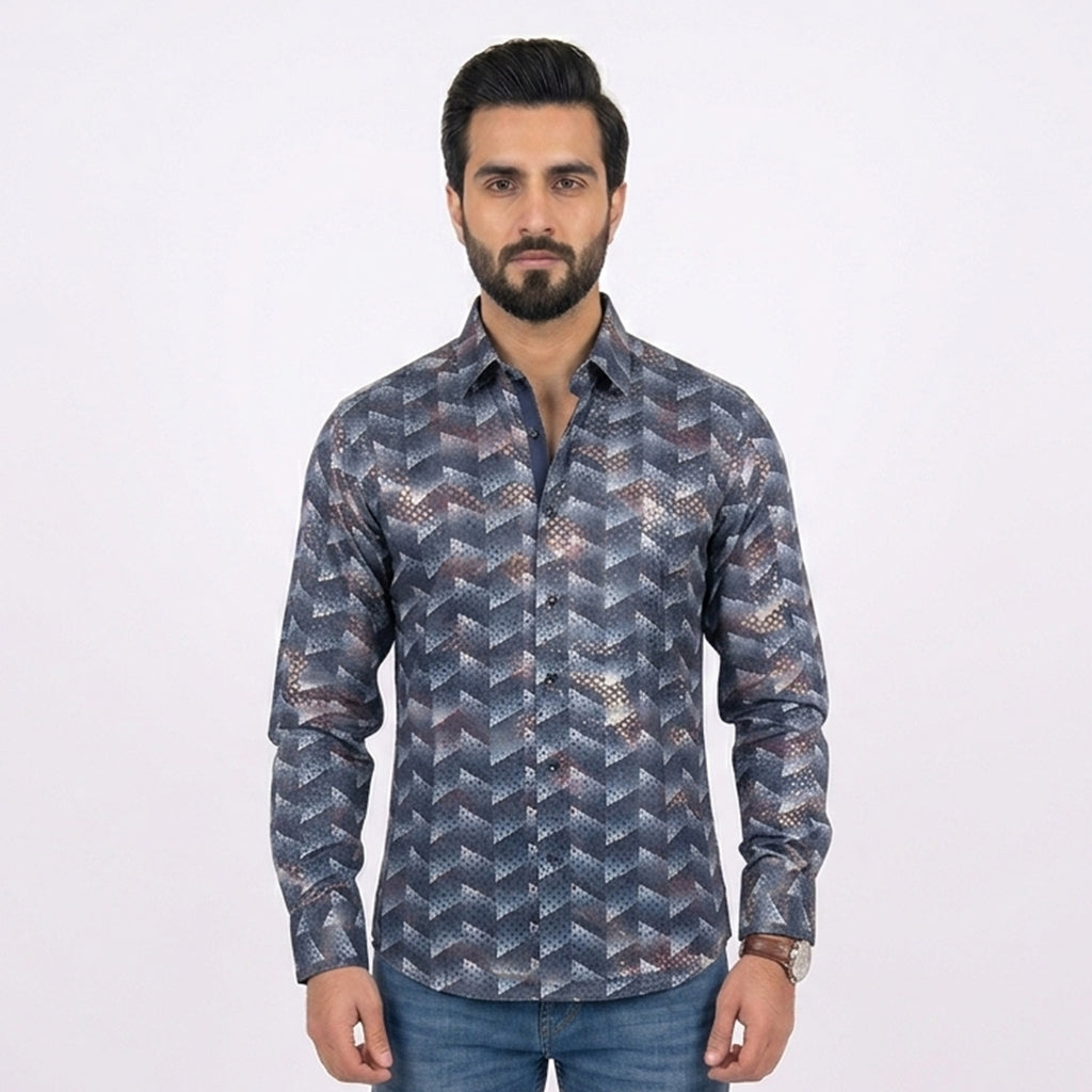 LS5070 Men's Long Sleeve Print Shirt Ace of Diamond