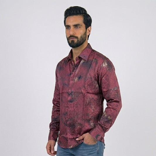 NK Stone Long Sleeve Shirt Burgundy