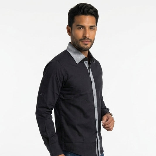 VJ-082 Mens Long Sleeve Shirt Black