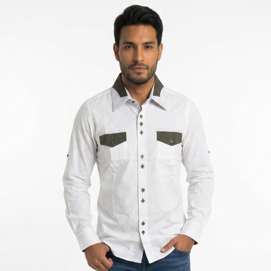 VJ-088 Mens Long Sleeve Shirt White