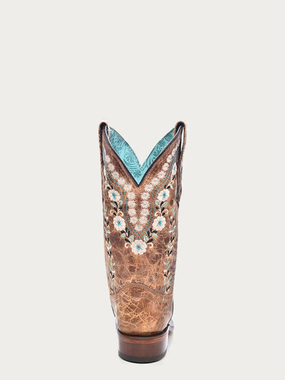 A4398 LD Cognac Floral SQ. Toe Glow in the Dark