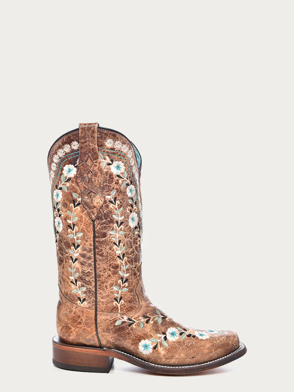 A4398 LD Cognac Floral SQ. Toe Glow in the Dark