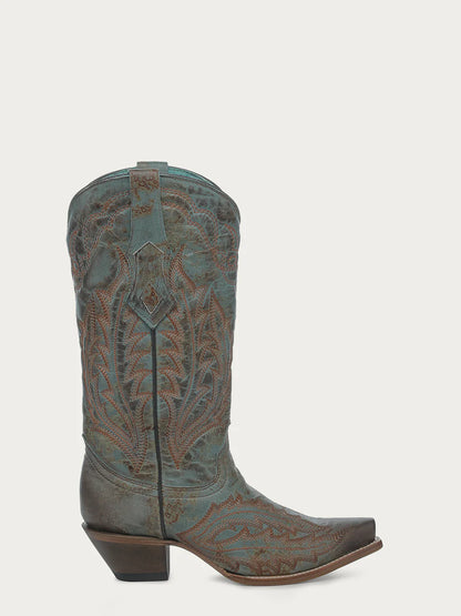 Z5345 LD Turquoise Embroidery Snip Toe