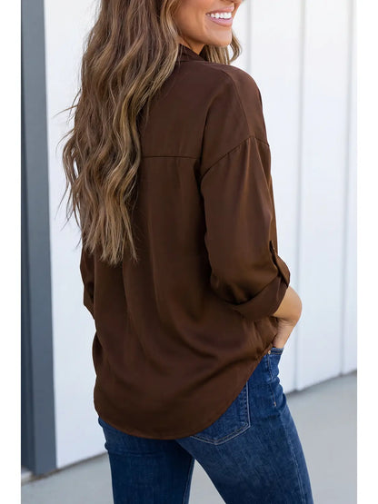LAS Button Down Detailed Shift Shirt
