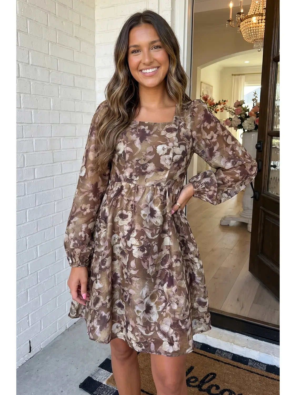 Larkspur Bubble Sleeve Elastic Mini Dress
