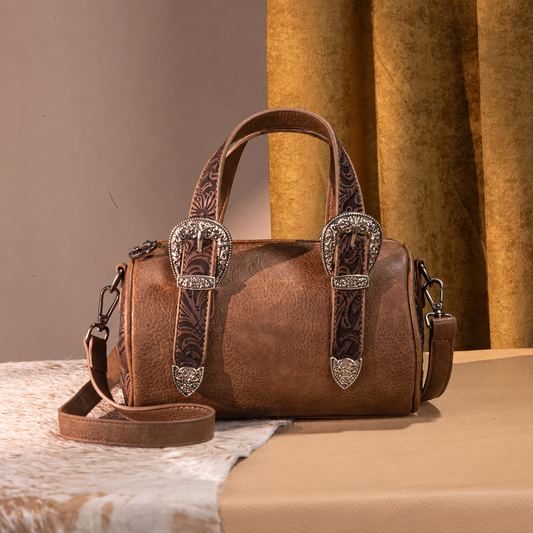 MW1338-8802 Mini Barrel Crossbody Bag- Light Coffee
