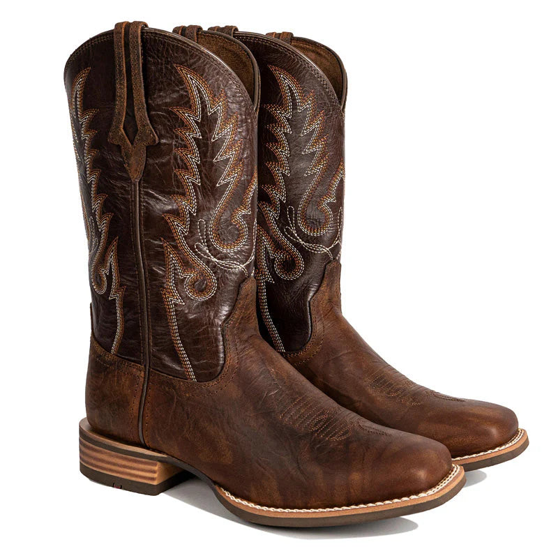 PLT-203608 Women's Wide toe Cowgirl Genuine Leather Boots