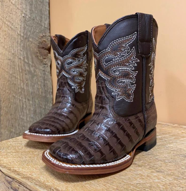 TMK200778 Kids Caiman Print Brown Boots