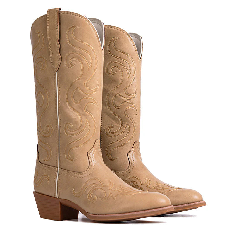 PLT-703602A Women's Vintage Round Toe Cowgirl Boots